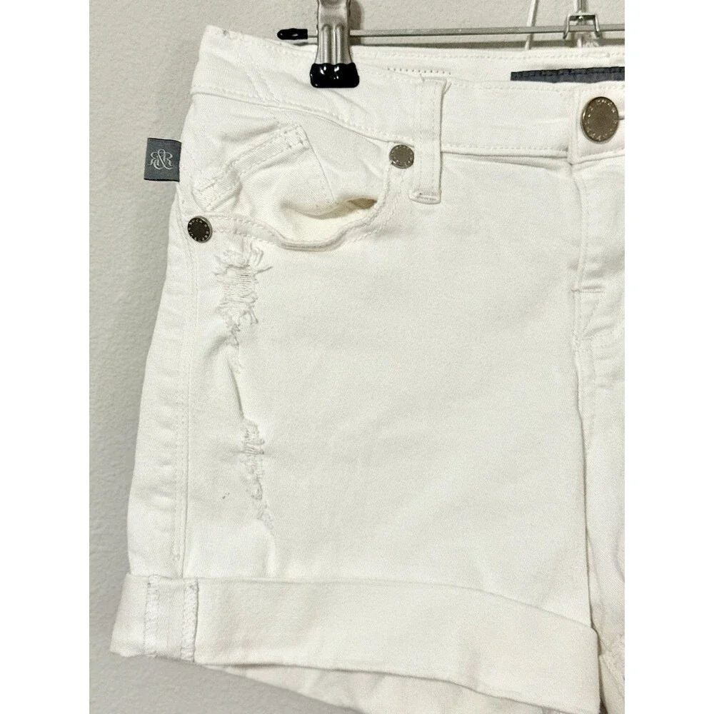 Rock & Republic Bumpershoot White Denim Shorts Size 2 Cuffed R310355 Distressed